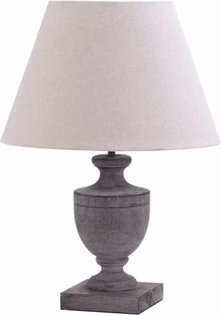 Lemon Pavilion Furniture and Decor Incia Urn Wooden Table Lamp in Brown and Grey, W/D/H: 35 x 35 x 51 cm