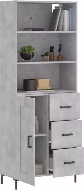 Berkfield Home Modern Highboard in Concrete Grey, W/D/H: 69.5 x 34 x 180 cm – 1