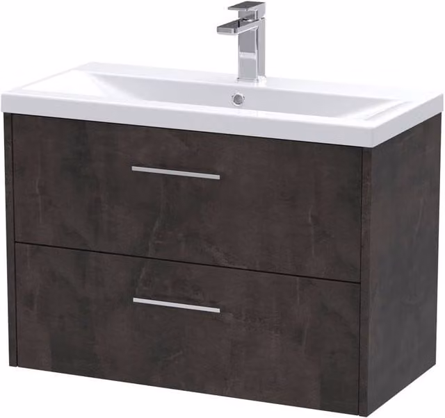 Balterley Winshill Contemporary 2 Drawer Wall Hung Vanity Basin Unit, Grey, Width: 80 cm – 1