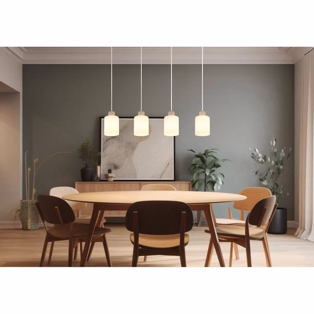 Netlighting Trent Bar Pendant Ceiling Light in Beige with 4x E27 Sockets – 2