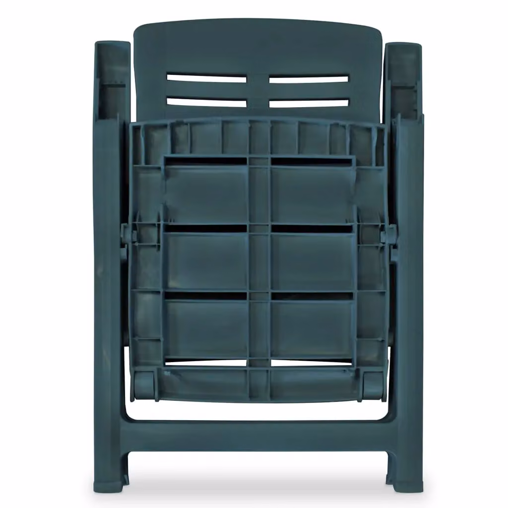 Berkfield Home Set of 2 Reclining Green Plastic Garden Chairs with Armrests – 3