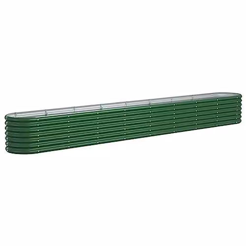 vidaXL Green Galvanised Steel Raised Bed for Vegetable, Herb or Ornamental Gardens W: 332 cm, D: 40 cm, H: 36 cm