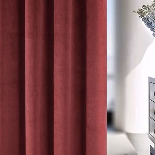 Enhanced Living Red Velvet 100% Blackout Thermal Curtains with Tape Top, W: 229 cm, D: 229 cm – 3