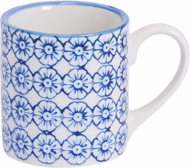 Nicola Spring Floral Hand-Printed Espresso Cup and Saucer Set, Blue Porcelain