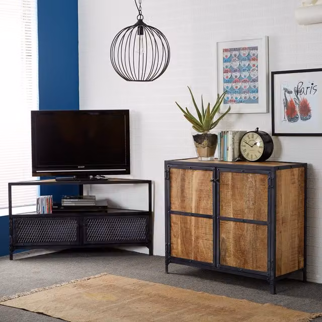 IH Design Industrial Wood Small Sideboard in Brown