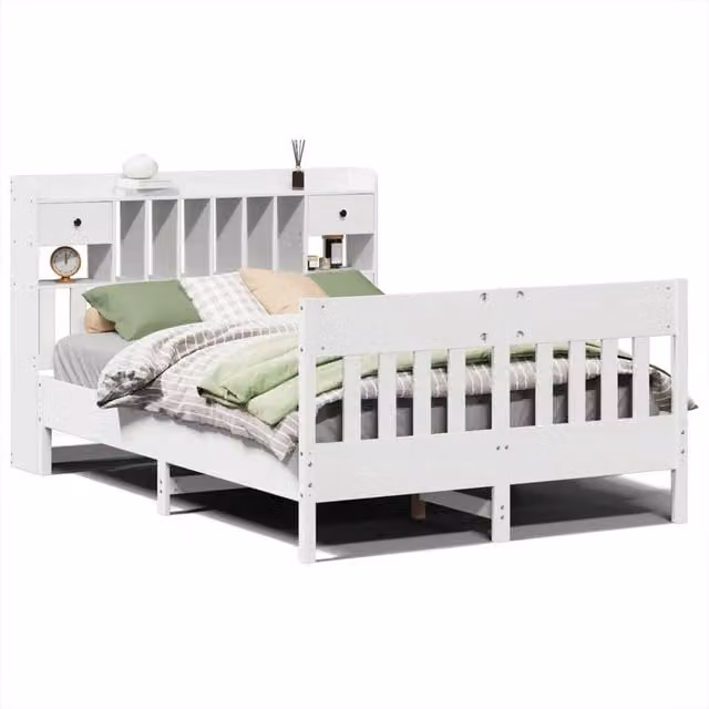 Berkfield Home King Size Solid Wood Pine Bed Frame with Drawers, White, W/D/H: 150 x 200 cm – 1