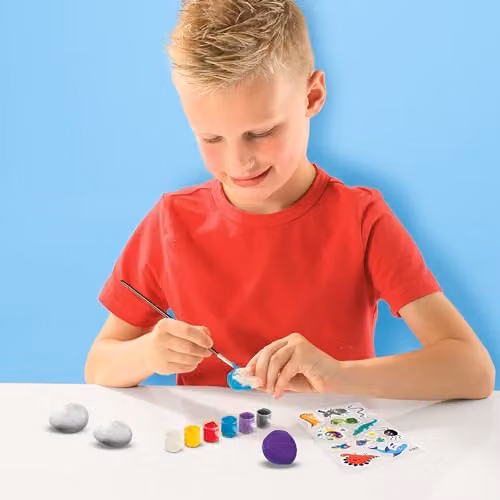 SES Creative Rub-on Rock Painting Set in White, Yellow and Multicolour – 2
