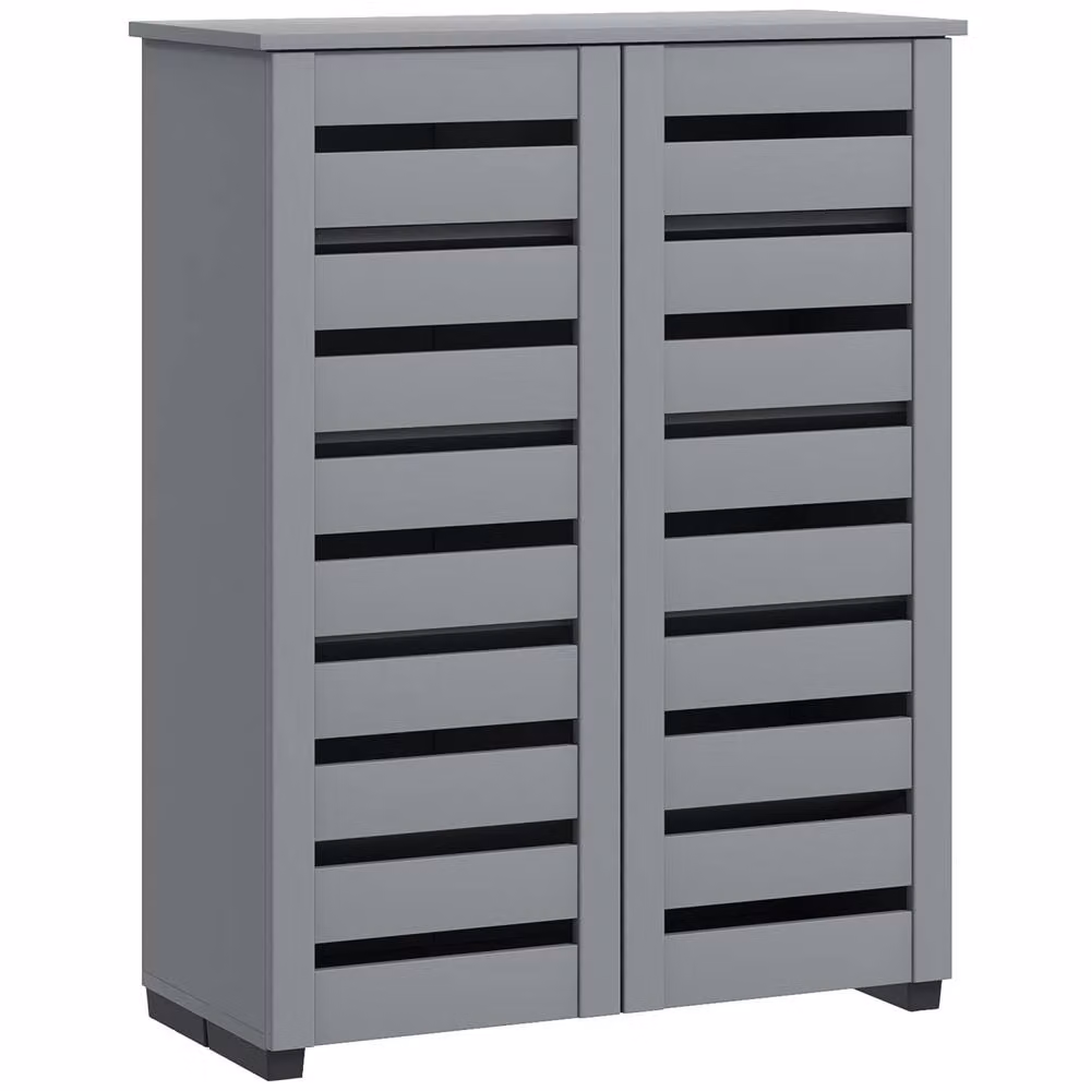 Wyld Haus Zifa Slim Shoe Cabinet in Dark Grey with 5 Tiers and Hinged Doors, W/D/H: 33 x 33 x 98 cm – 2