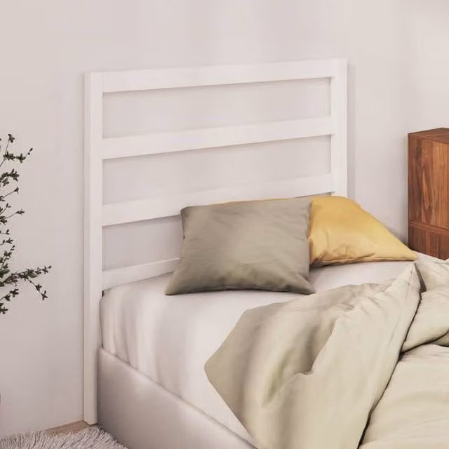 Berkfield Home Beautiful White Solid Wood Pine Bed Headboard W/D/H: 95 x 4 x 100 cm