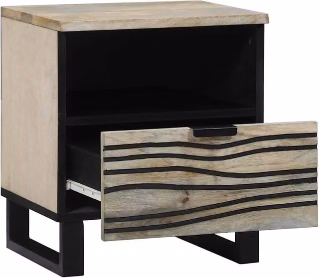 Berkfield Home Modern Bedside Tables, 2 Piece Set in White and Black, W/D/H: 40 x 33 x 46 cm – 1