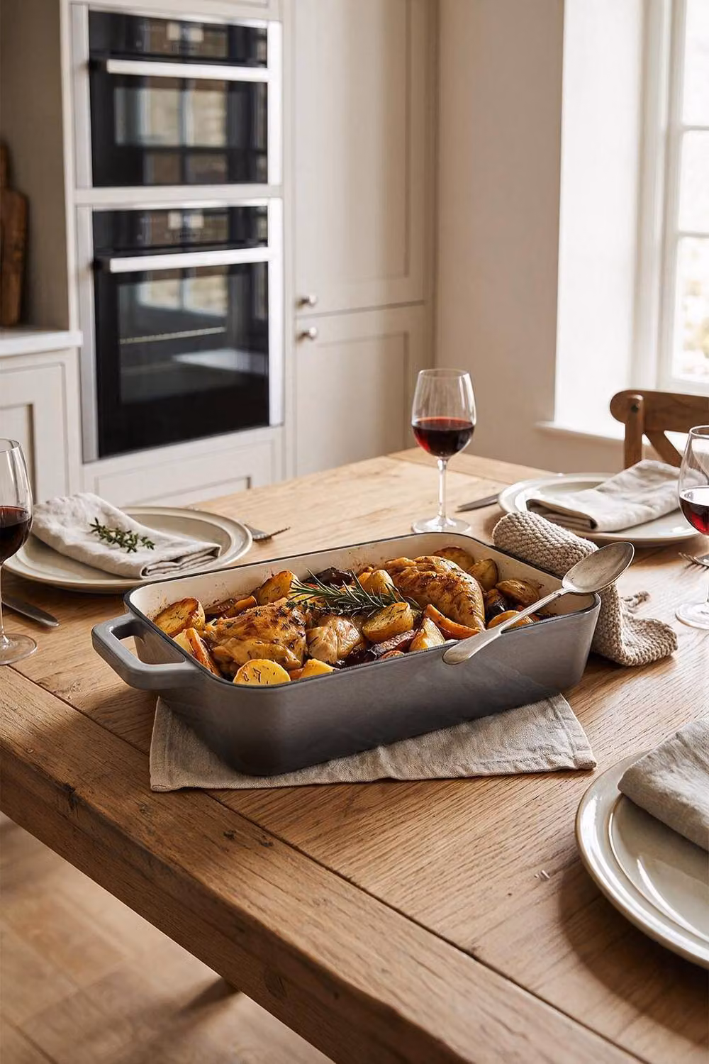 ExtraStar Enamelled Cast Iron Rectangular Casserole Dish with Handles, Grey – 4