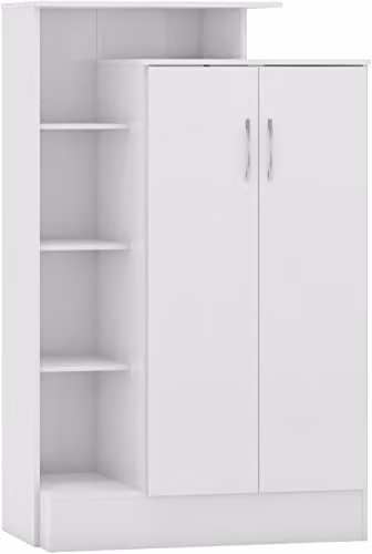 Seconique Nevada Petite Open Shelf Wardrobe in White Gloss, H 187 x W 90 x D 52 cm – 1