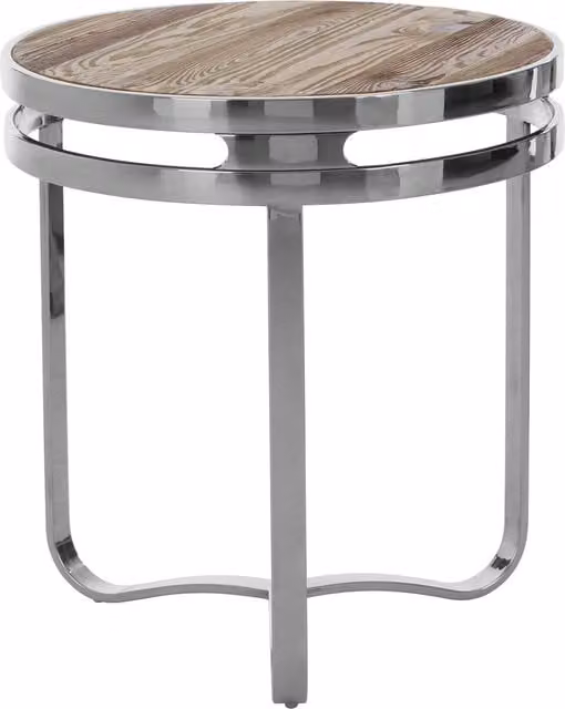 Orsina Round Side Table with Natural Pine Wood Top and Metal Frame – 1