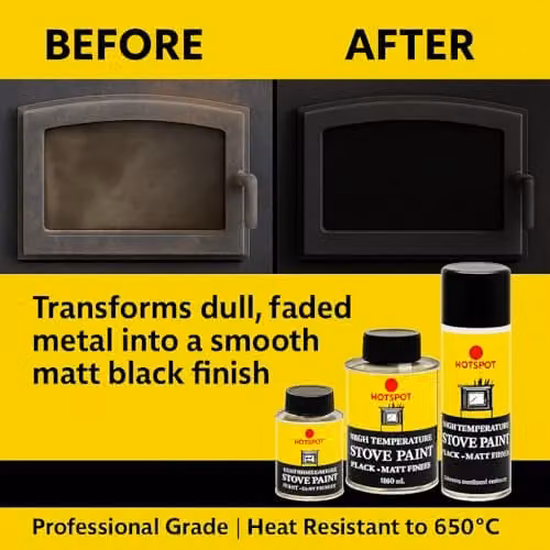 Hotspot Matt Black High Temperature Heat Resistant Stove Paint for Metal Surfaces, 250ml – 6