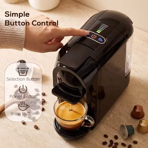 HOMCOM Pod Coffee Machine for Nespresso and Dolce Gusto Capsules, Black – 5