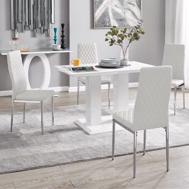 FurnitureboxUK Imperia Modern White High Gloss Rectangular Dining Table and 4 Chairs Set – 1