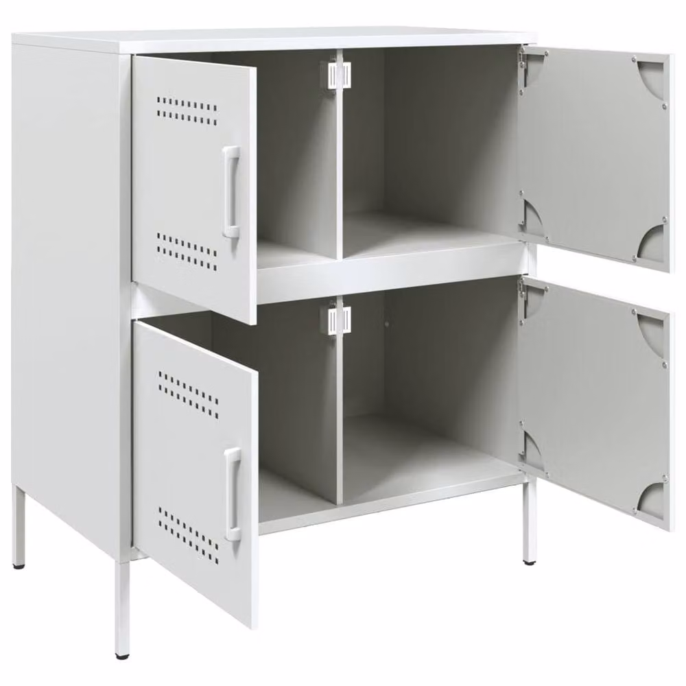 Berkfield Home White Matt Metal Sideboard W: 68 cm, D: 39 cm, H: 79 cm – 3