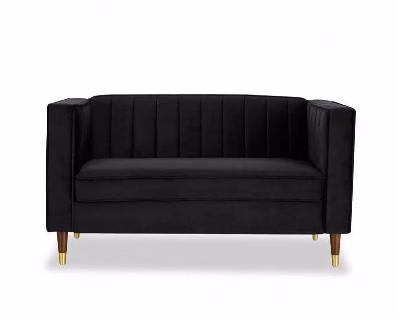 Home Detail Thomas 2 Seater Black Velvet Upholstered Sofa – 3