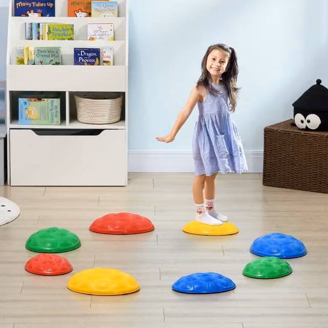 ZONEKIZ Balance River Stones with Non Slip Mats in Red