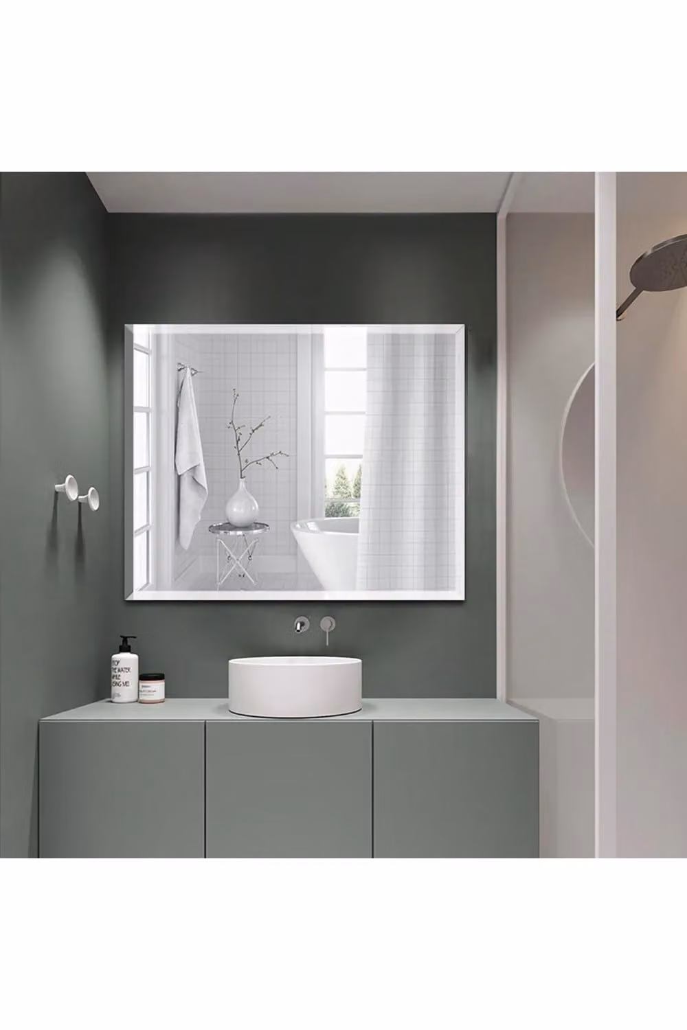 Living and Home Modern Frameless Rectangular Wall Mounted Mirror in Clear, W: 50 cm, H: 60 cm – 2