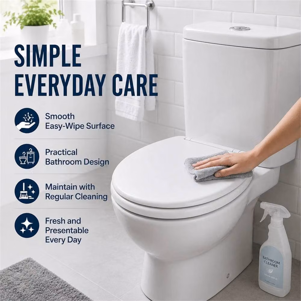 Pawnora Universal Oval Toilet Seat in White Plastic – 3