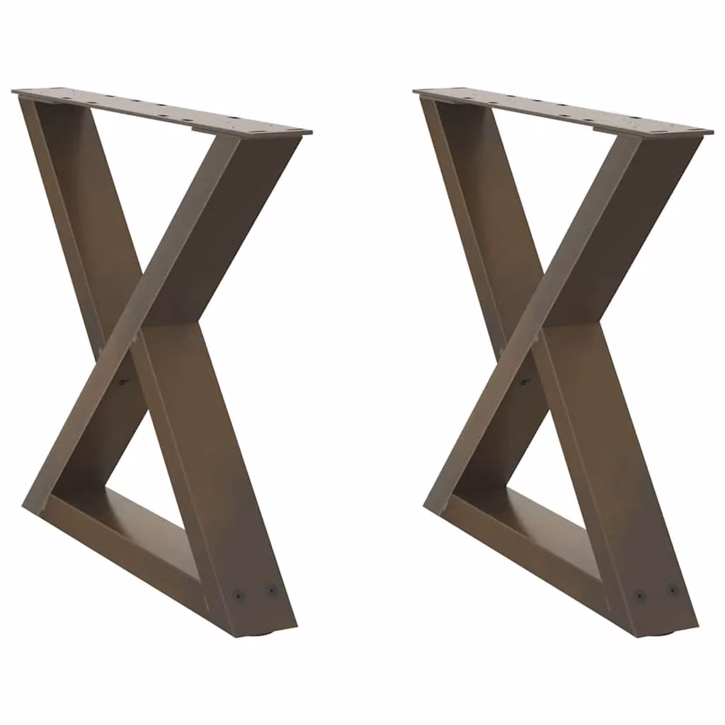 Berkfield Home Steel Coffee Table Legs, 2 Pieces, Brown, H: 60 cm, W: 42-43.3 cm – 2