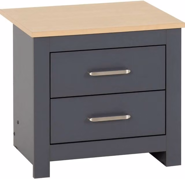 FORGEVIO Grey Oak Effect 2 Drawer Bedside Chest, W: 40.0 cm, D: 45.5 cm, H: 50.0 cm – 1