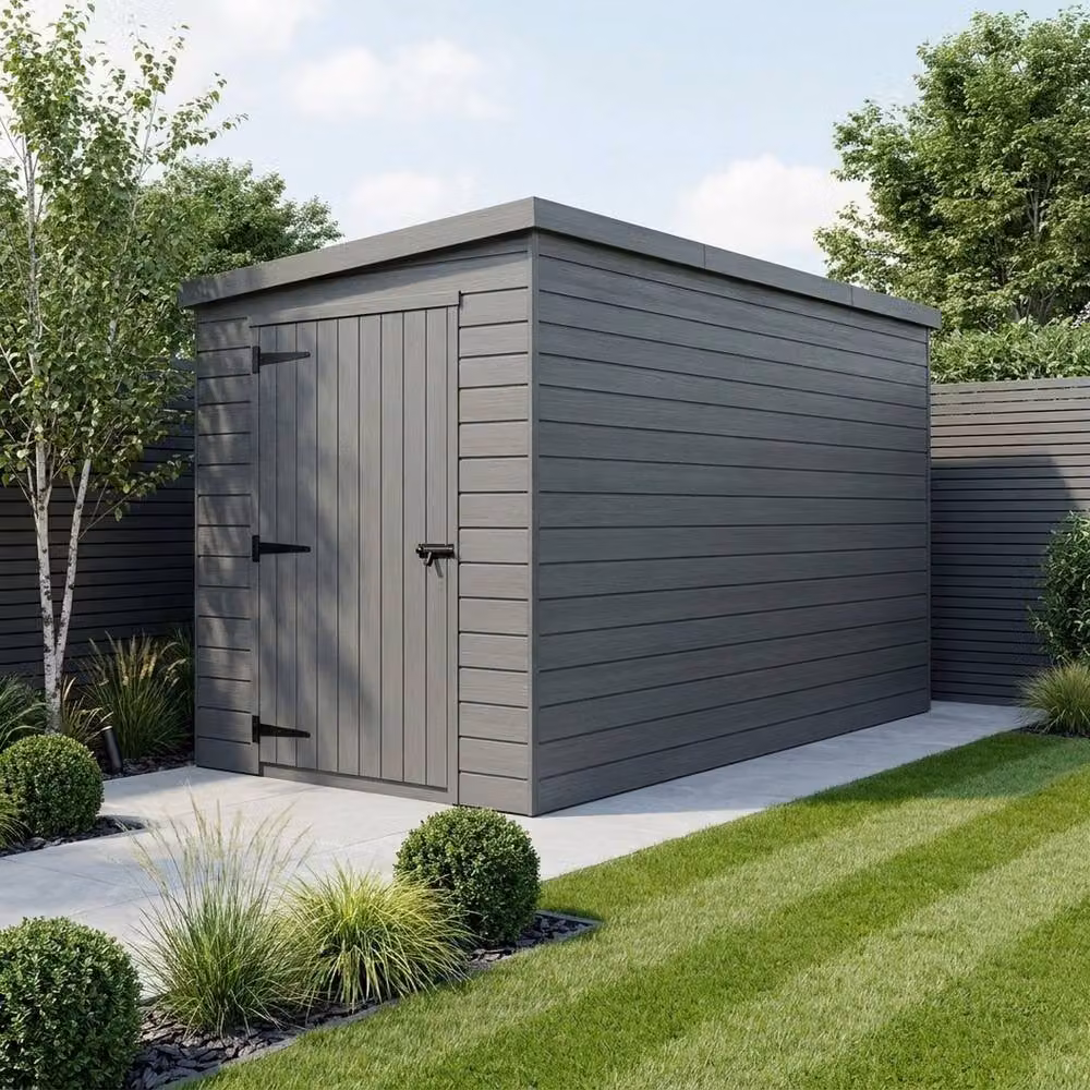 Buttercup Farm Grey Composite Pent Garden Shed with Single Door and No Windows W/D/H: 122 x 274 x 210 cm – 2