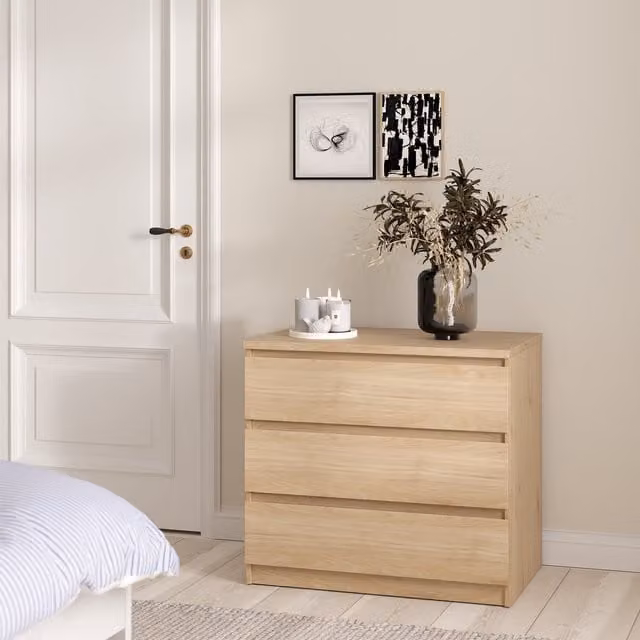 Furniture To Go Naia 3-Drawer Chest of Drawers in Jackson Hickory Oak