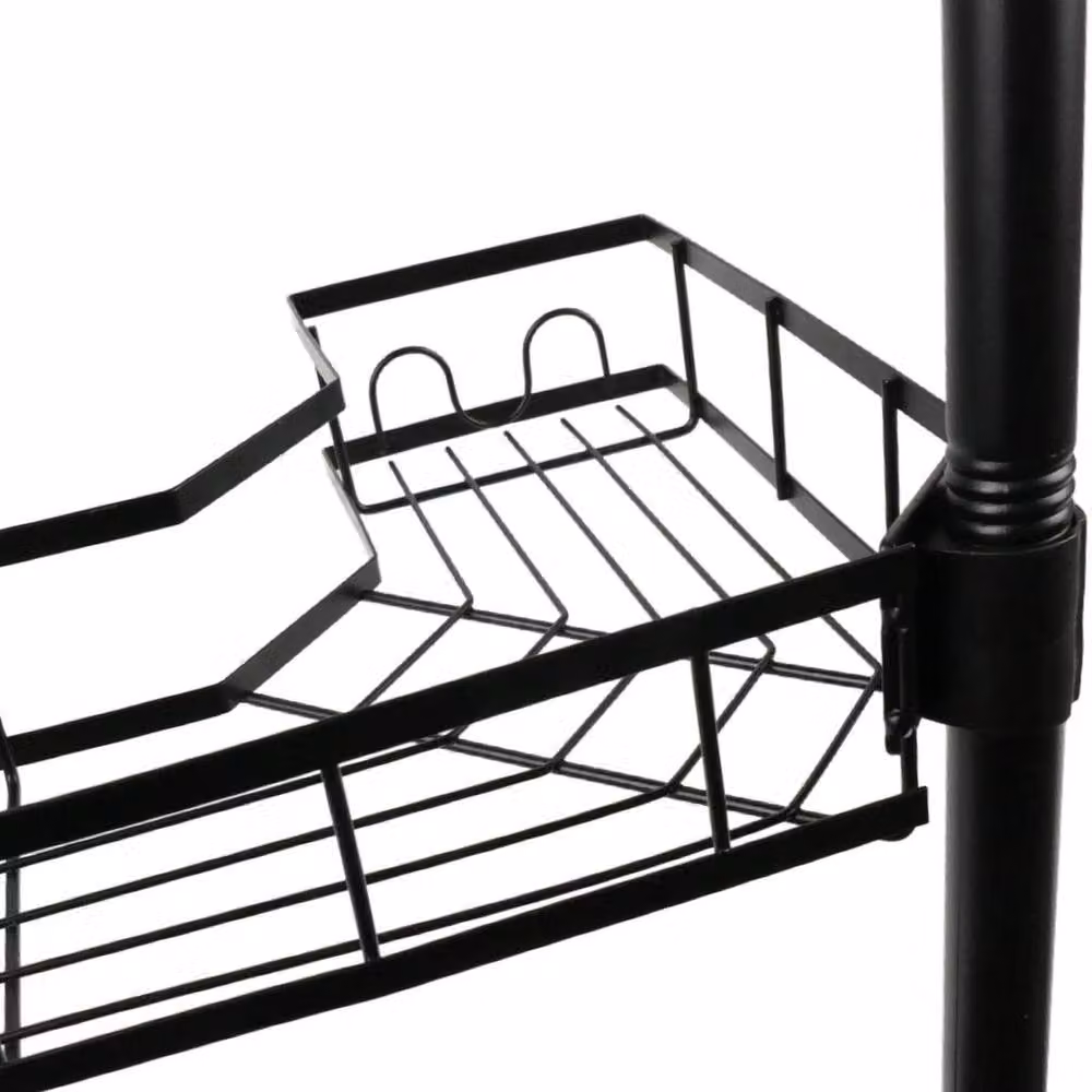 FLAVORA 4 Tier Telescopic Black Metal Corner Shower Shelf with Adjustable Shelves – 2