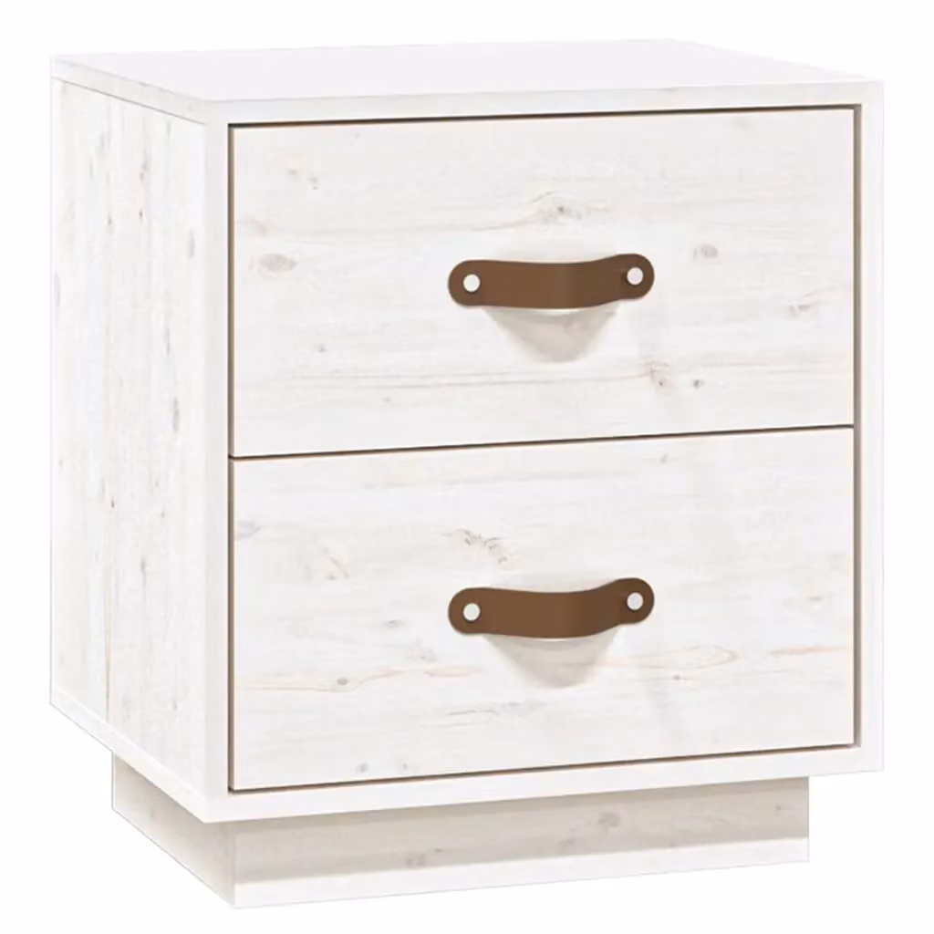 Berkfield Home White Rustic Solid Wood Pine Bedside Cabinet W/D/H: 40 x 34 x 45 cm – 2