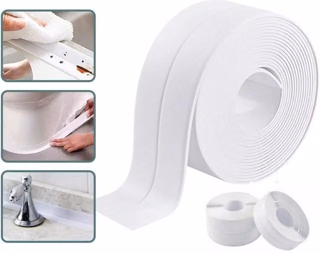 Hinsinc 3 Pack White PVC Waterproof Sealing Tape for Kitchen and Bathroom – 1