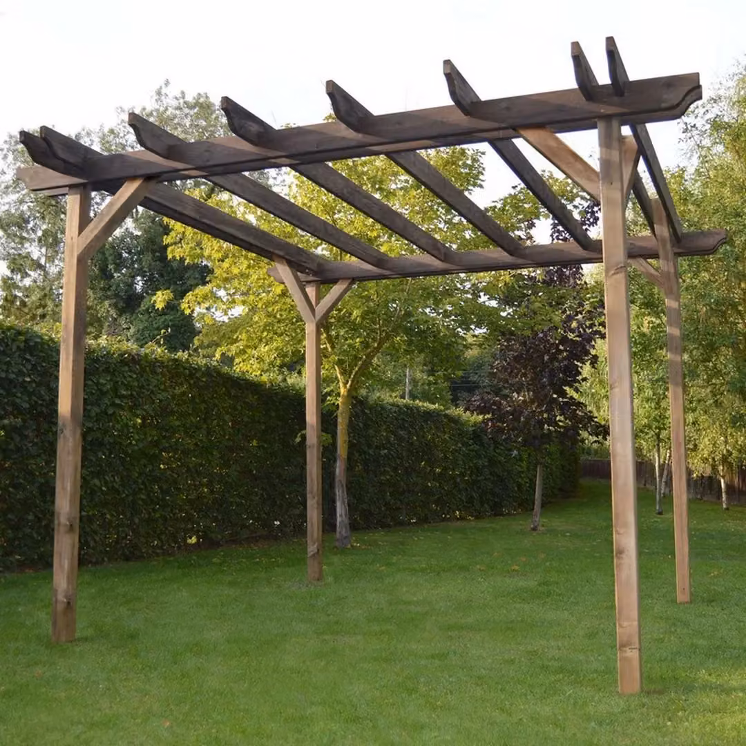 Rutland County Garden Furniture Ltd Double Garden Pergola in Wood, Rustic Brown, W: 180 cm, D: 180 cm, H: 270 cm – 2