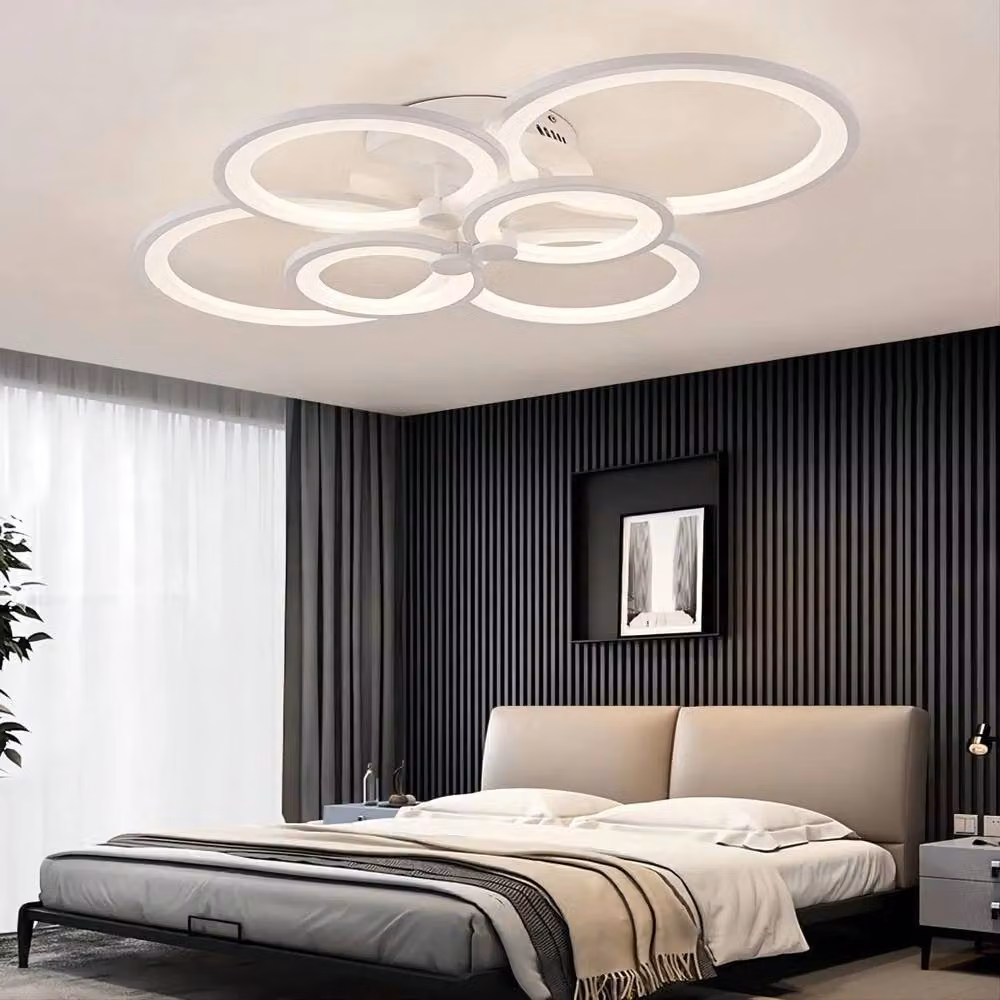 COMELY Modern 6-Ring Dimmable LED Ceiling Light in White, 76W, 8550LM – 3