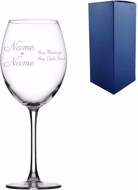 Uniqueful Personalised Clear Glass Wine Glass for Couples – 1