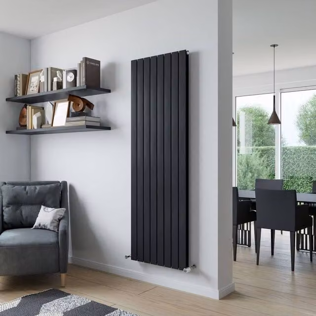 Bathroom Kingdom Mars Black Double Flat Panel Vertical Radiator H: 150 cm, W: 44.5 cm – 1