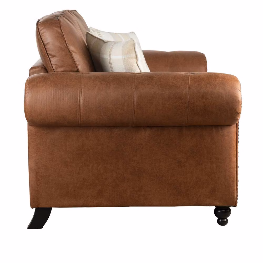LUXURY LIFE Oakland Suede Fabric Sofa Set in Tan – 6