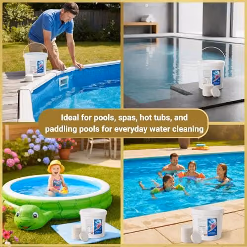 SHATCHI Stabilised Chlorine Tablets for Disinfection, 10 kg (50 x 200 g) White Slow Release – 5