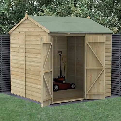 Forest Garden Brown Wooden Reverse Apex Shed with Double Doors and Floor – 2