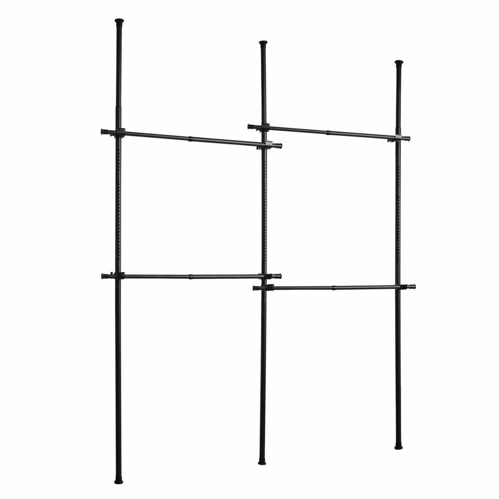 EONLION Adjustable Double Rail Clothes Rack in Matt Black Metal – 3