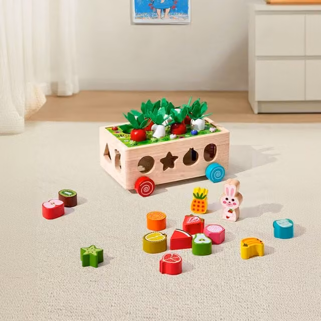 Livingandhome Multicoloured Wooden Montessori Stacking Toy for Cognitive and Motor Skill Development