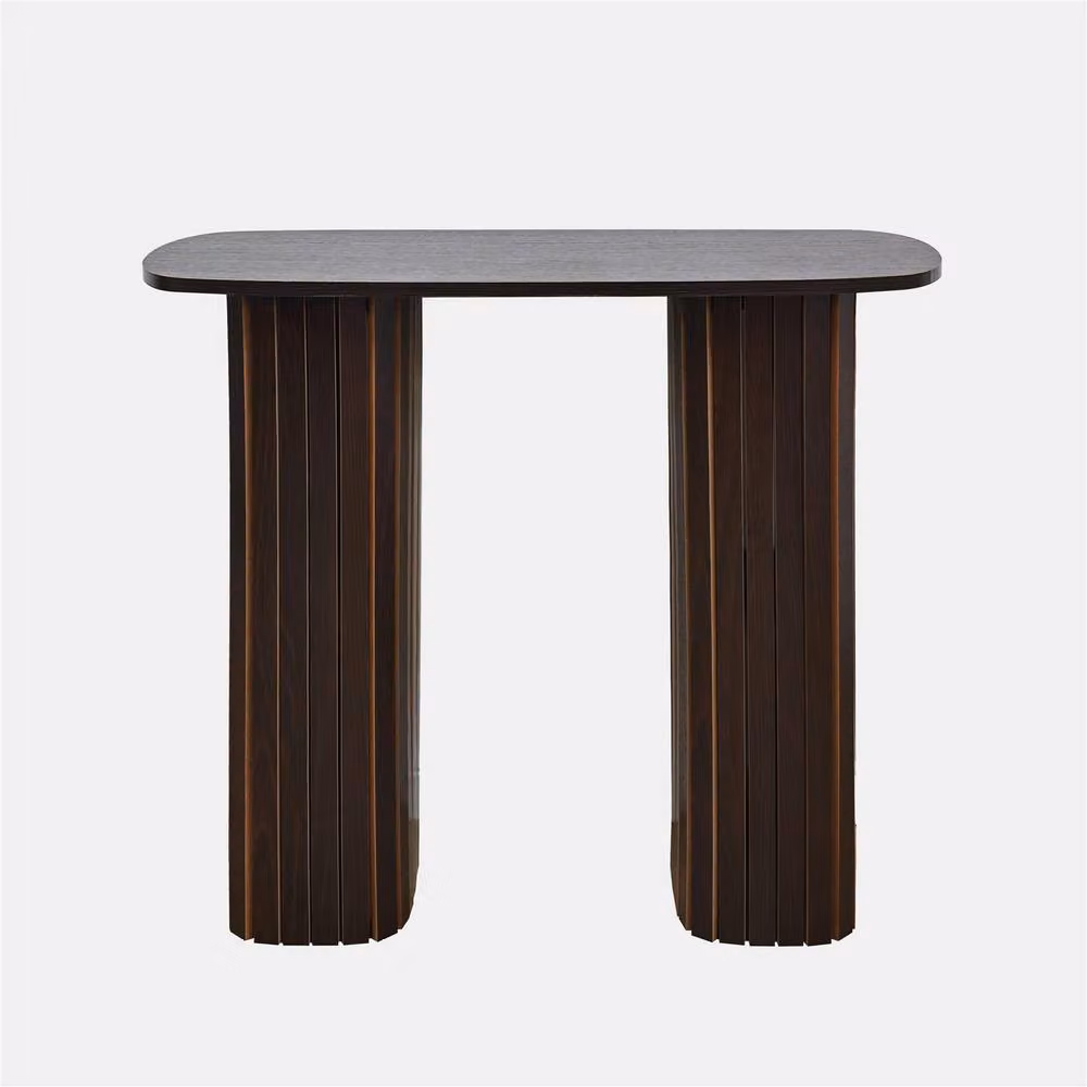 OHS Madison Ribbed Engineered Wood Console Table in Dark Brown – 2