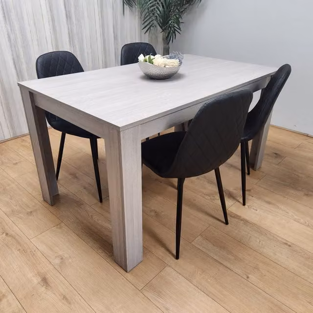 Kosy Koala Arrow Effect Modern Dining Set with Rectangular Table and 4 Chairs in Black, Grey and White