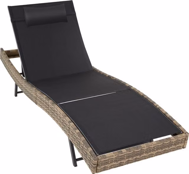 tectake Moana 1 Seater Sun Lounger in Beige Rattan and Plastic