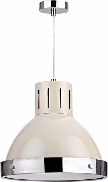Interiors by Premier White Ceramic Bell Shaped Dome Pendant Light with Chrome Details