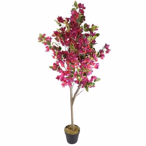 Botanik Pink Flowering Artificial Tree with Wood and Plastic Construction, H 150 cm x W 60 cm x D 60 cm