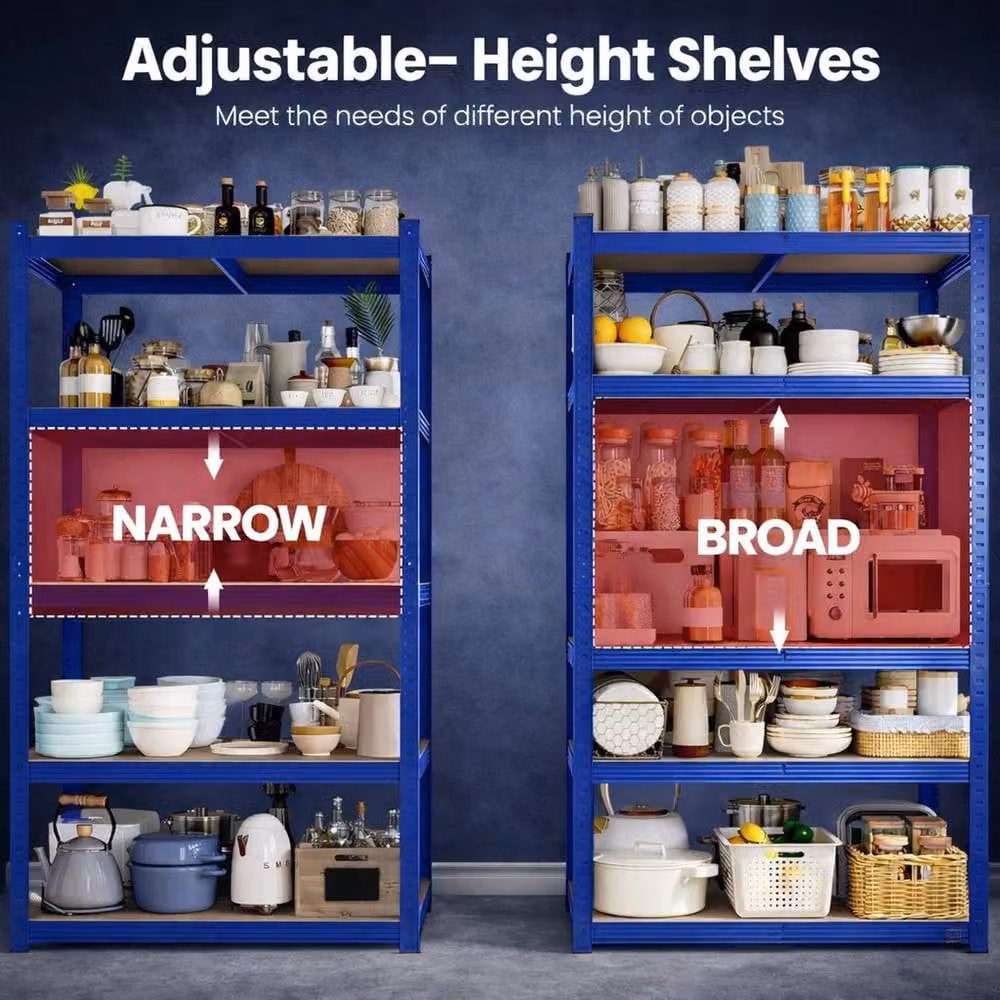 FORGEVIO Heavy Duty Metal Shelving Rack Unit in Blue, W/D/H: 150 x 70 x 30 cm – 4