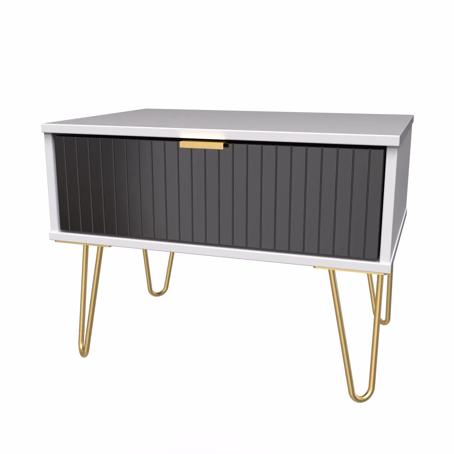 2 U Bexley Ready Assembled 1 Drawer Wide Side Table in True Black and Gold – 2