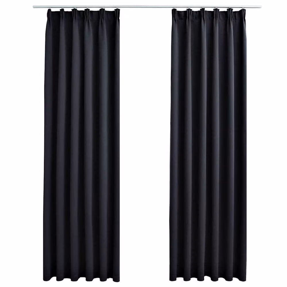 Berkfield Home Elegant Blackout Curtains with Hooks, 2 Pack, Black, W: 140 cm, H: 225 cm – 3