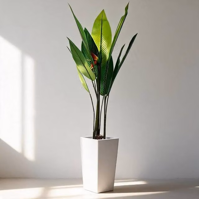 London Boutique 147cm Artificial Bird of Paradise Plant with Pot in Green and White – 1